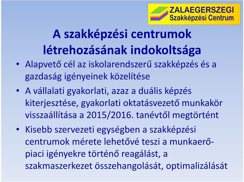 munkakör visszaállítása a 2015/2016.