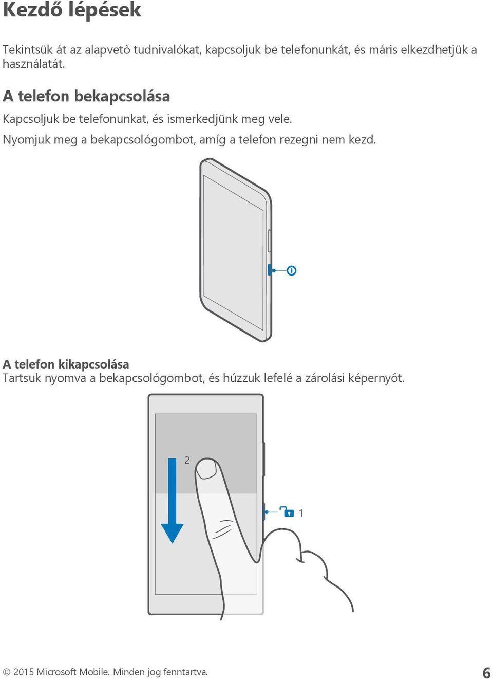 A telefon bekapcsolása Kapcsoljuk be telefonunkat, és ismerkedjünk meg vele.