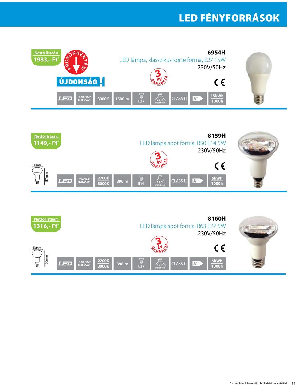 forma, R50 E14 5W 1316,- Ft * 8160H LED lámpa spot forma,