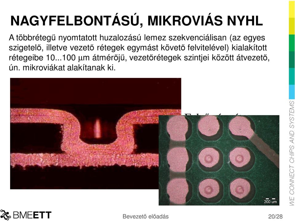 rétegeibe 10...100 µm átmérőjű, vezetőrétegek szintjei között átvezető, ún.