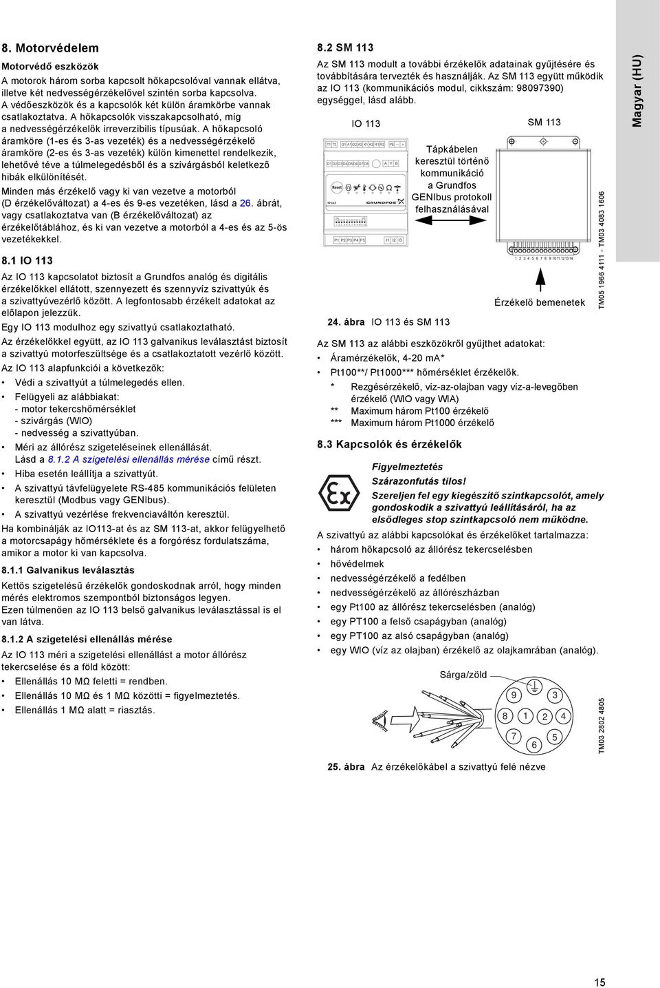A hőkapcsoló áramköre (1-es és 3-as vezeték) és a nedvességérzékelő áramköre (2-es és 3-as vezeték) külön kimenettel rendelkezik, lehetővé téve a túlmelegedésből és a szivárgásból keletkező hibák