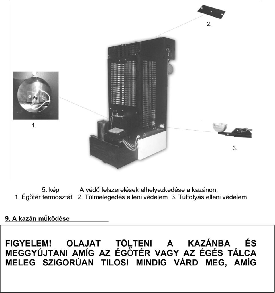 Túlfolyás elleni védelem 9. A kazán működése FIGYELEM!