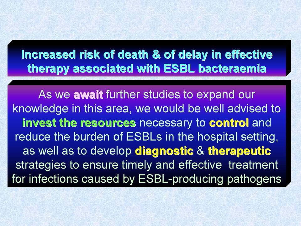 necessary to control and reduce the burden of ESBLs in the hospital setting, as well as to develop