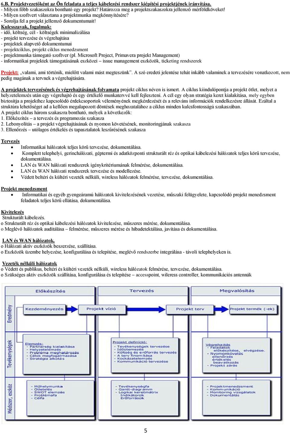 - idő, költség, cél - költségek minimalizálása - projekt tervezése és végrehajtása - projektek alapvető dokumentumai - projektciklus, projekt ciklus menedzsment - projektmunka támogató szoftver (pl.