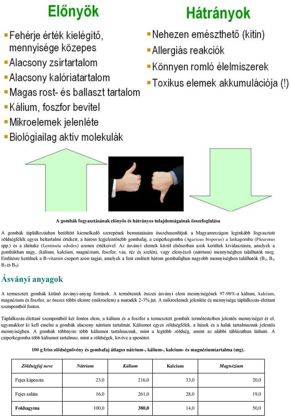 ) és a shiitake (Lentinula edodes) azonos értékeivel.