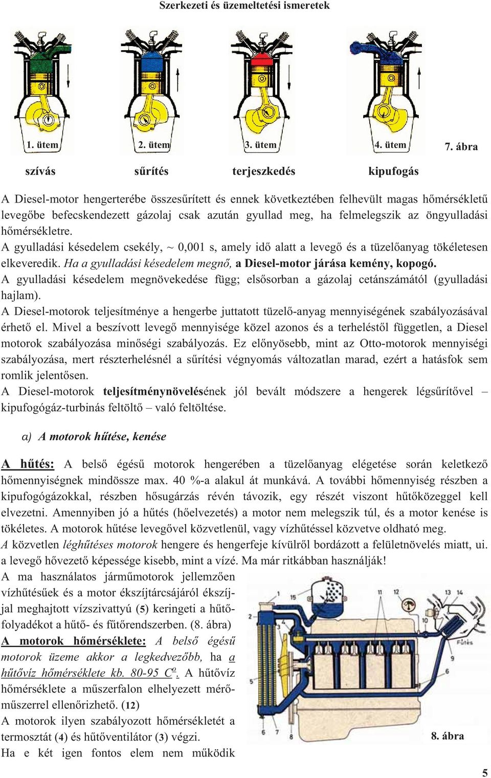 felmelegszik az öngyulladási h mérsékletre. A gyulladási késedelem csekély, ~ 0,001 s, amely id alatt a leveg és a tüzel anyag tökéletesen elkeveredik.