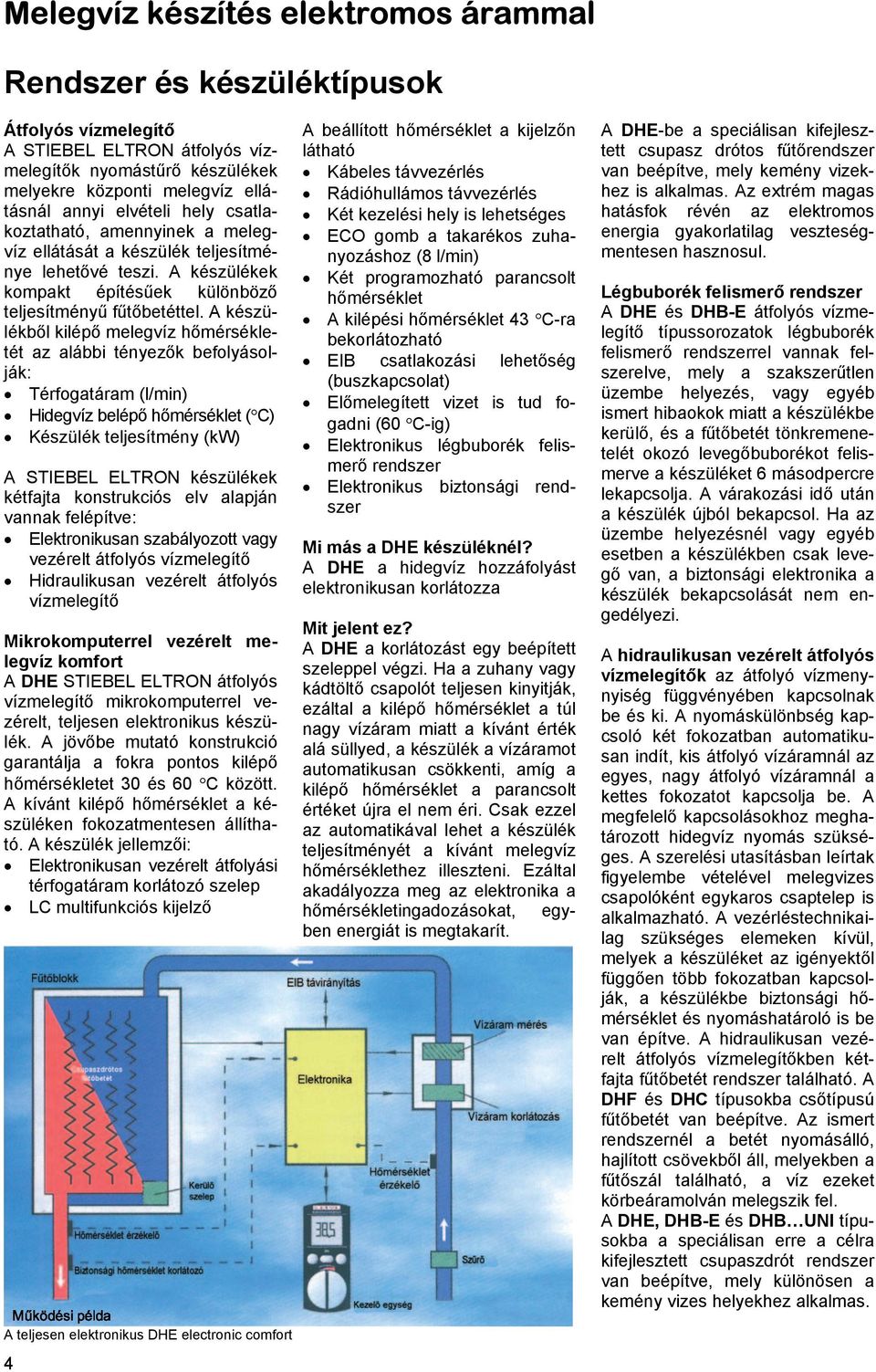 A készü- kilépő melegvíz hőmérsékle- lékből tét az alábbi tényezők befolyásolják: Térfogatáram (l/min) Hidegvíz belépő hőmérséklet ( C) Készülék teljesítmény (kw) A STIEBEL ELTRON készülékek kétfajta