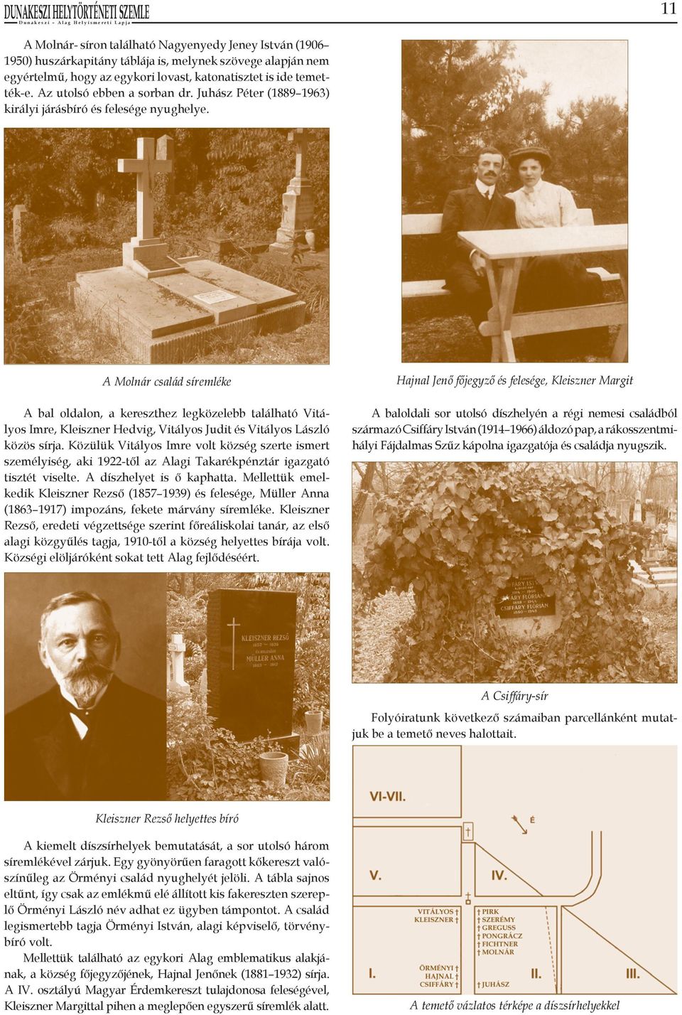 A Molnár család síremléke A bal oldalon, a kereszthez legközelebb található Vitályos Imre, Kleiszner Hedvig, Vitályos Judit és Vitályos László közös sírja.