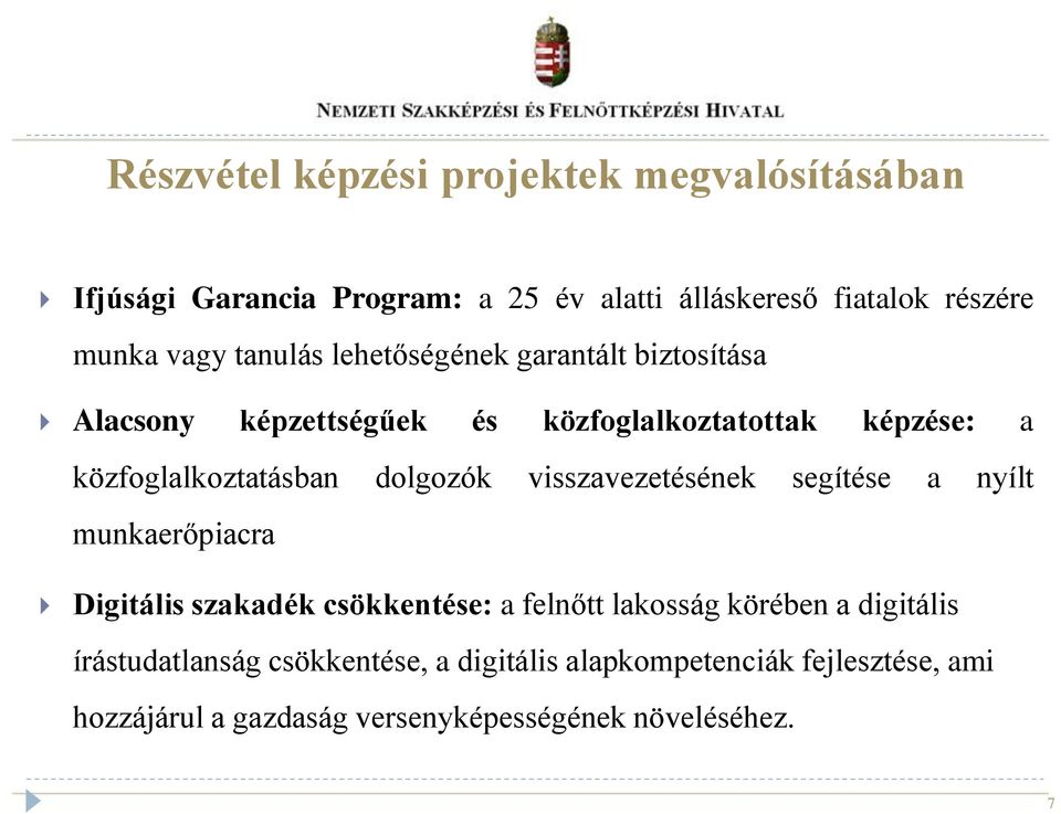 dolgozók visszavezetésének segítése a nyílt munkaerőpiacra Digitális szakadék csökkentése: a felnőtt lakosság körében a