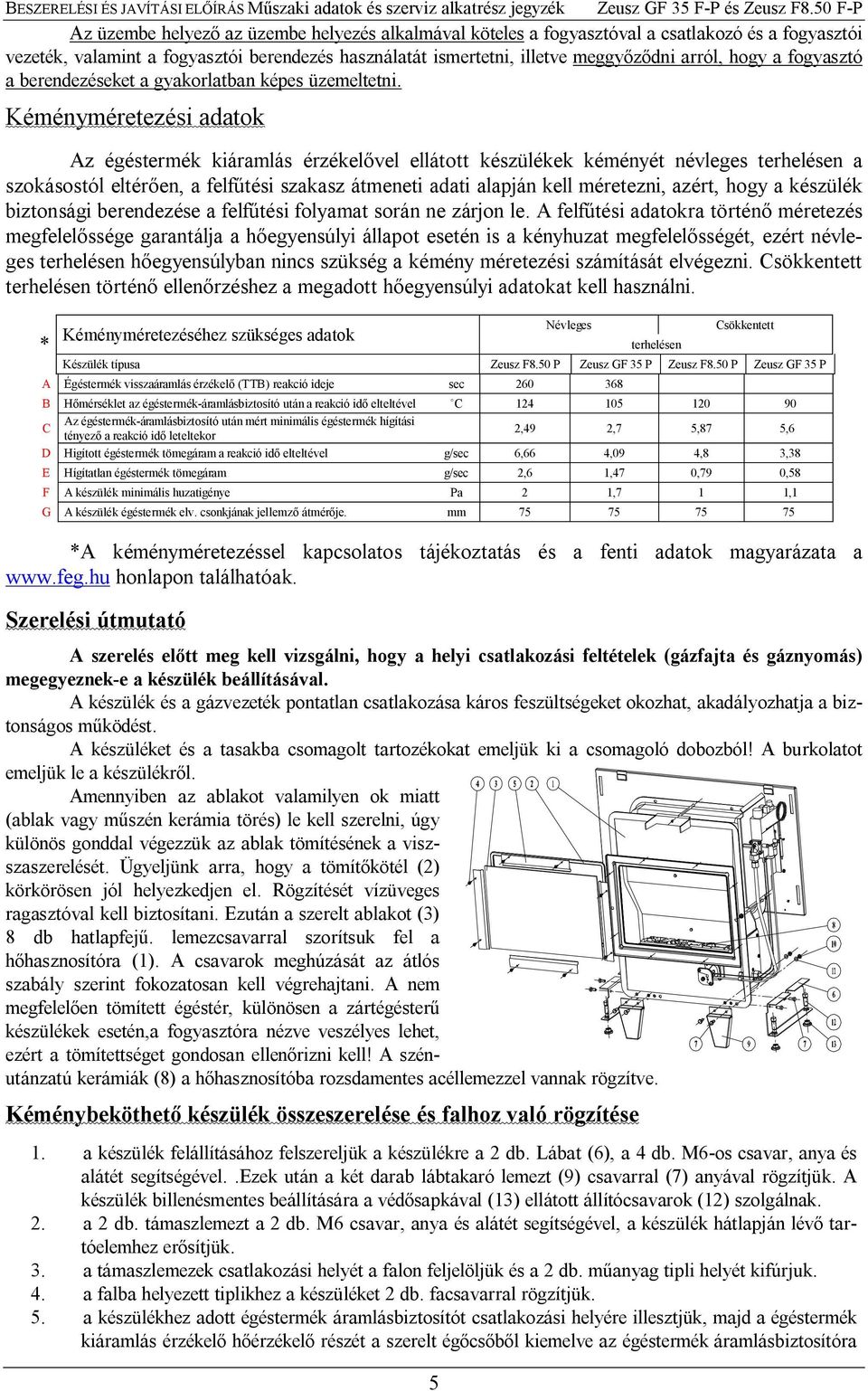 Kéményméretezési adatok Az égéstermék kiáramlás érzékel vel ellátott készülékek kéményét névleges terhelésen a szokásostól eltér en, a felf tési szakasz átmeneti adati alapján kell méretezni, azért,