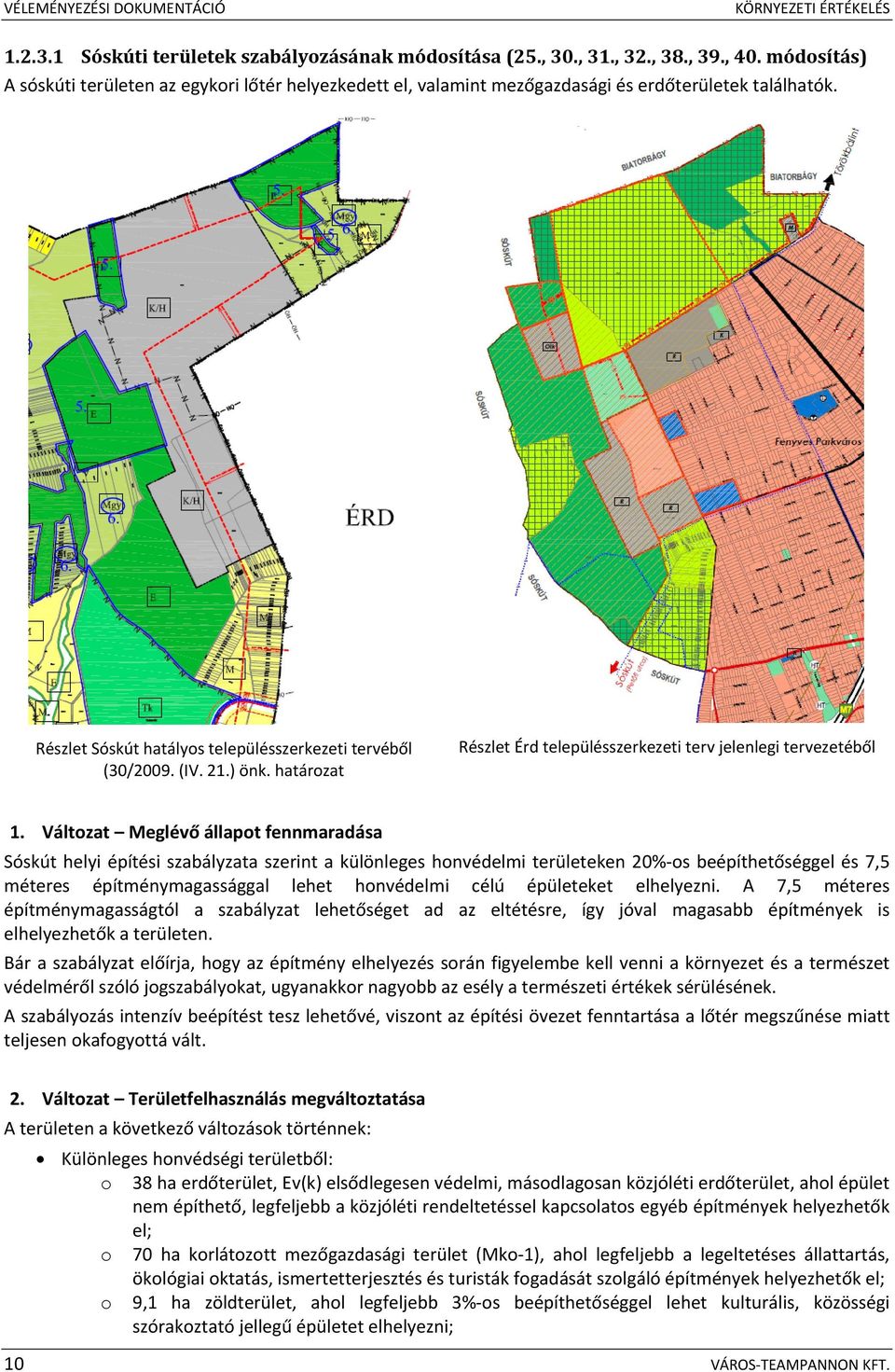 határzat Részlet Érd településszerkezeti terv jelenlegi tervezetéből 1.