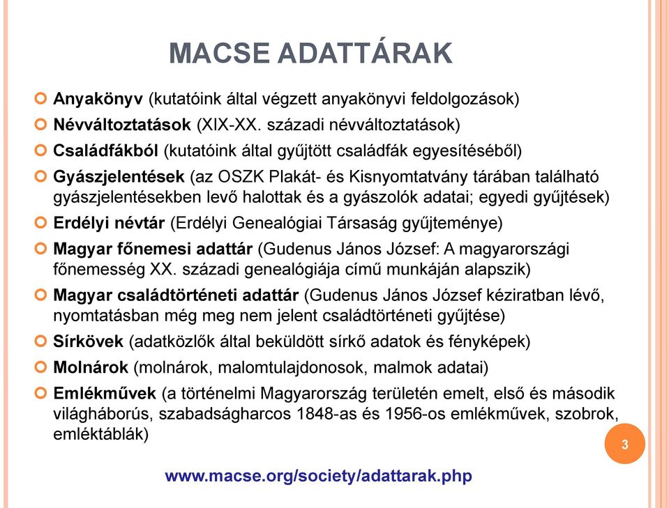 Magyar Családtörténet-kutató Egyesület adatbázisai különös tekintettel a  polgári anyakönyvek feldolgozására - PDF Ingyenes letöltés