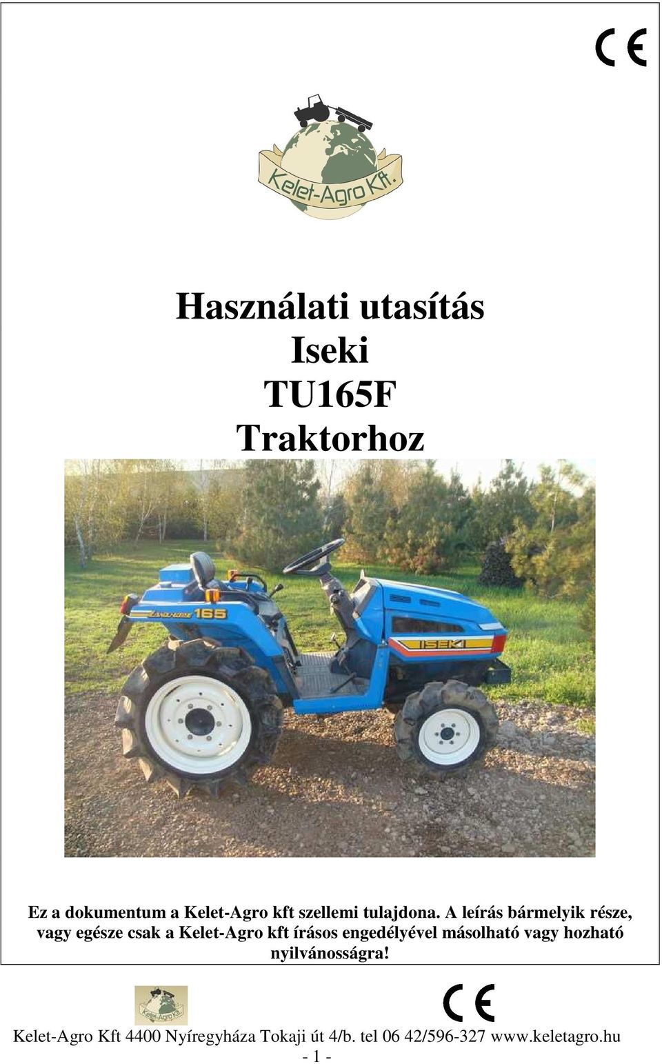 Használati utasítás Iseki TU165F Traktorhoz - PDF Free Download