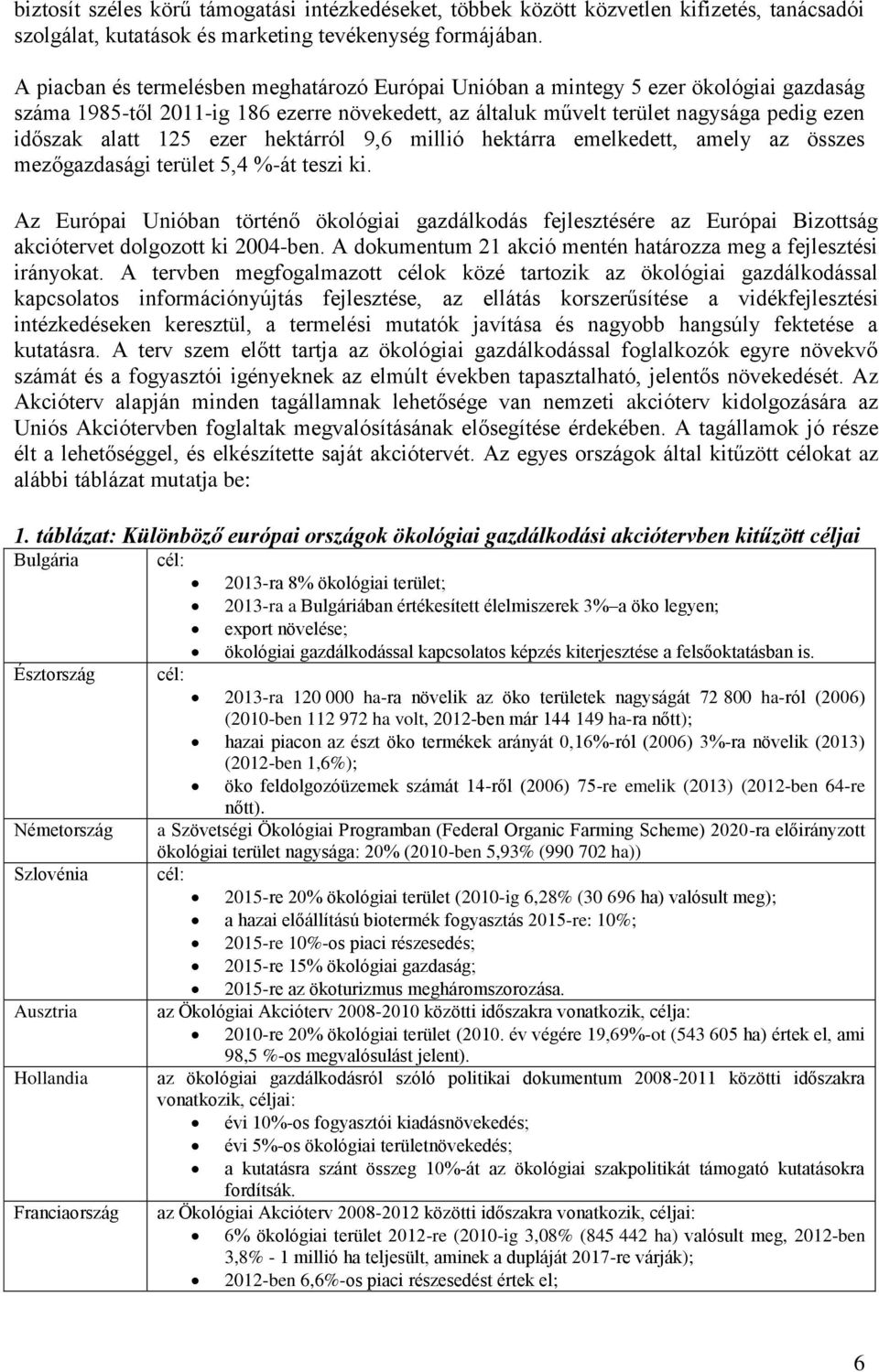 ezer hektárról 9,6 millió hektárra emelkedett, amely az összes mezőgazdasági terület 5,4 %-át teszi ki.