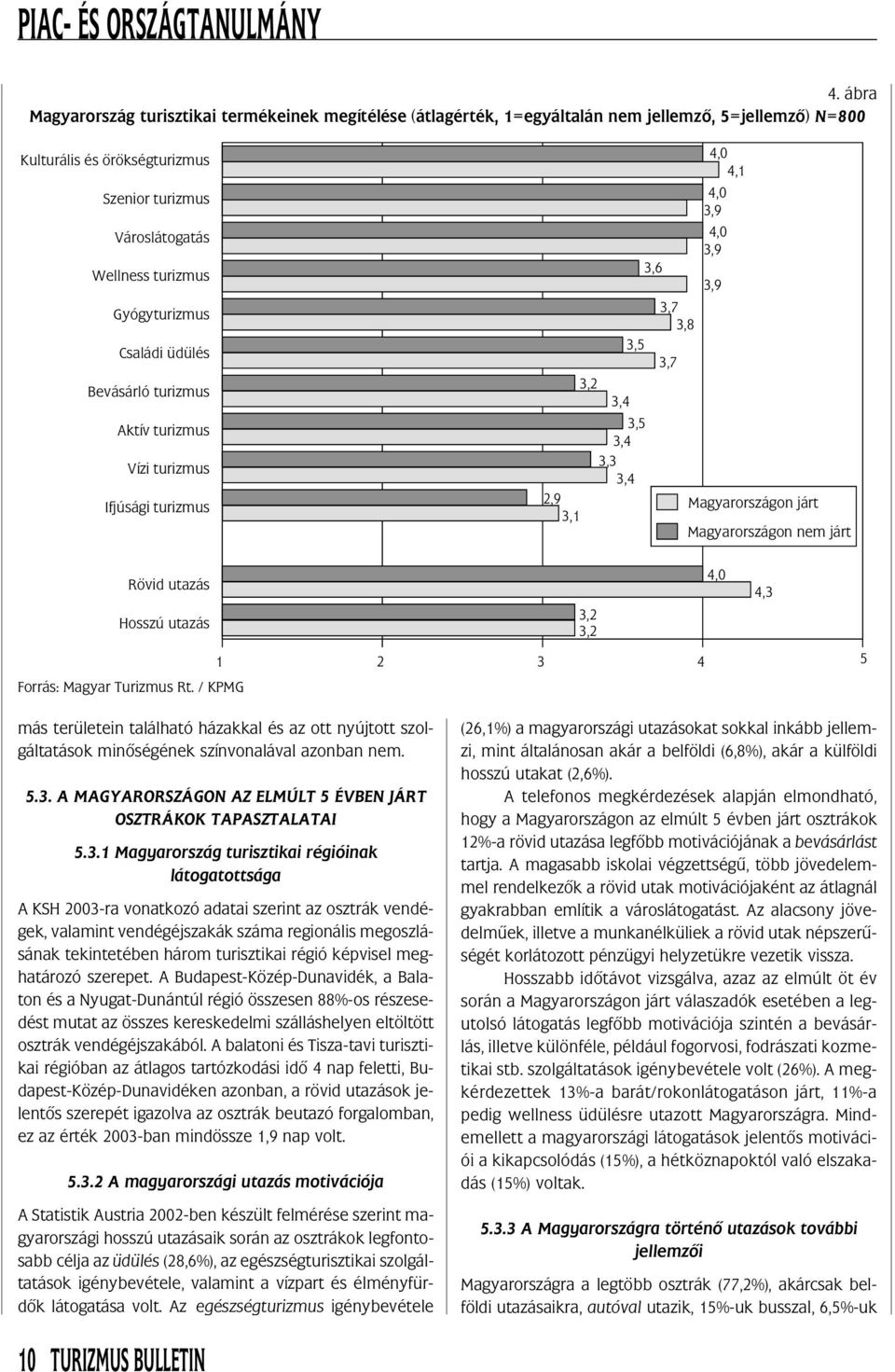 Magyarországon nem járt Rövid utazás 4,0 4,3 Hosszú utazás 3,2 3,2 1 2 3 4 5 más területein található házakkal és az ott nyújtott szolgáltatások minõségének színvonalával azonban nem. 5.3. A MAGYARORSZÁGON AZ ELMÚLT 5 ÉVBEN JÁRT OSZTRÁKOK TAPASZTALATAI 5.