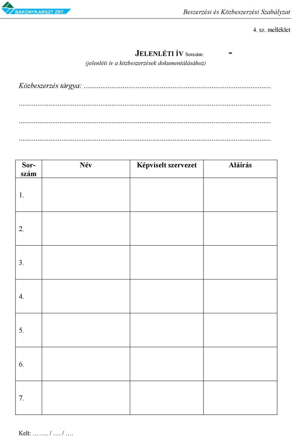 (jelenléti ív a közbeszerzések