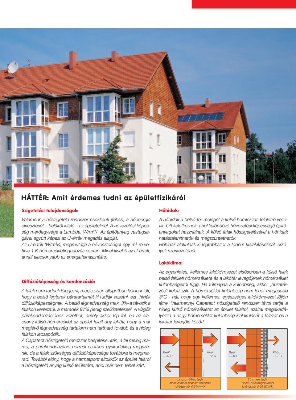 Az U-érték (W/m 2 K) megmutatja a hőveszteséget egy m 2 -re vetítve 1 K hőmérsékletingadozás esetén. Minél kisebb az U-érték, annál alacsonyabb az energiafelhasználás.