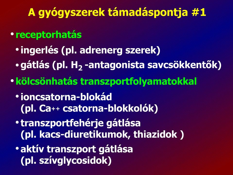 H2 -antagonista savcsökkentők) kölcsönhatás transzportfolyamatokkal