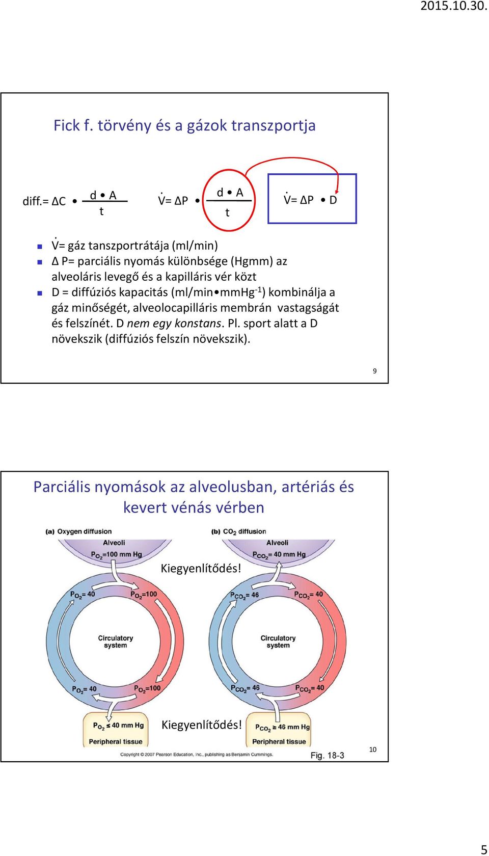 diffúziós kapacitás (ml/min mmhg -1 ) kombinálja a gáz minőségét, alveolocapilláris membrán vastagságát és felszínét.
