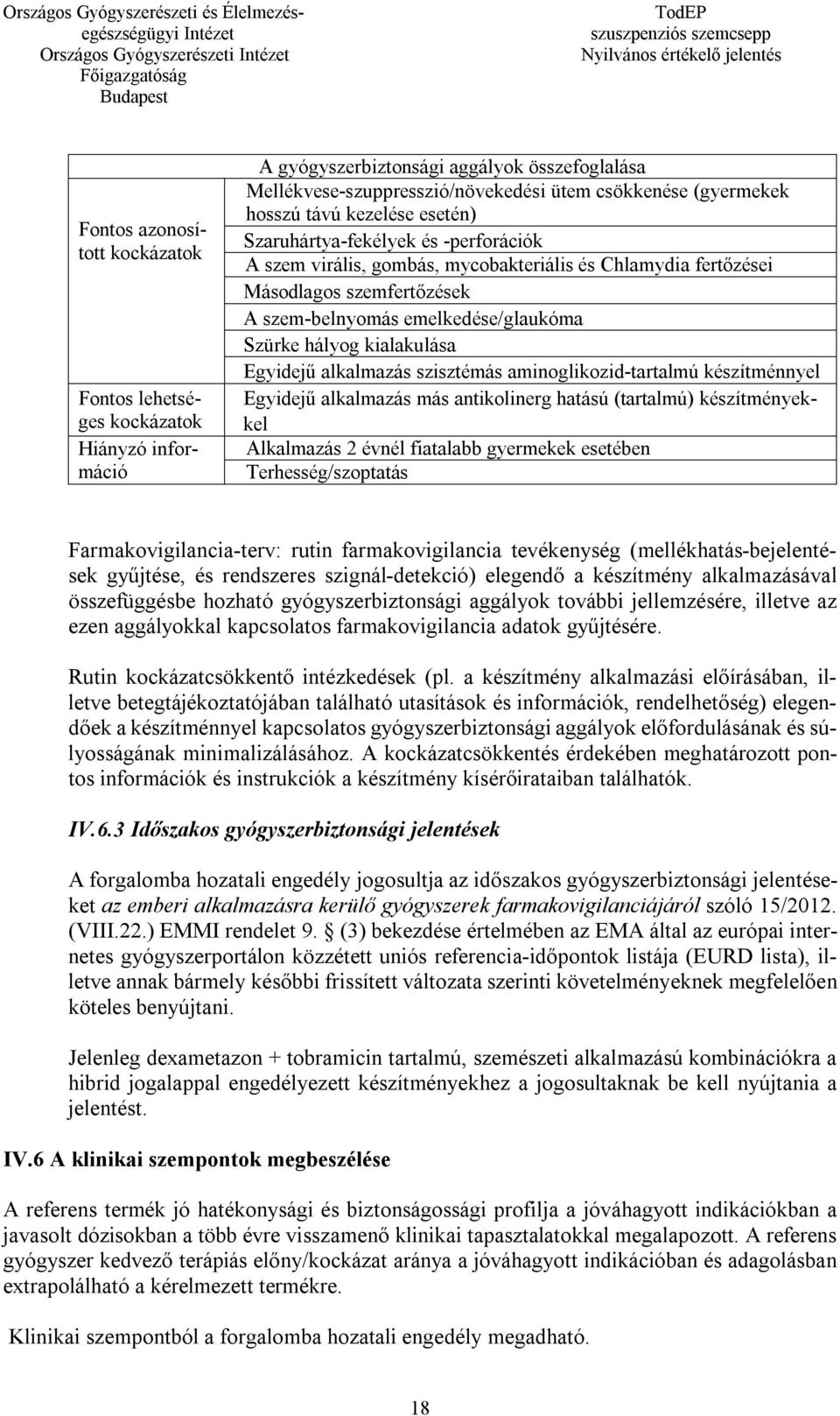 emelkedése/glaukóma Szürke hályog kialakulása Egyidejű alkalmazás szisztémás aminoglikozid-tartalmú készítménnyel Egyidejű alkalmazás más antikolinerg hatású (tartalmú) készítményekkel Alkalmazás 2