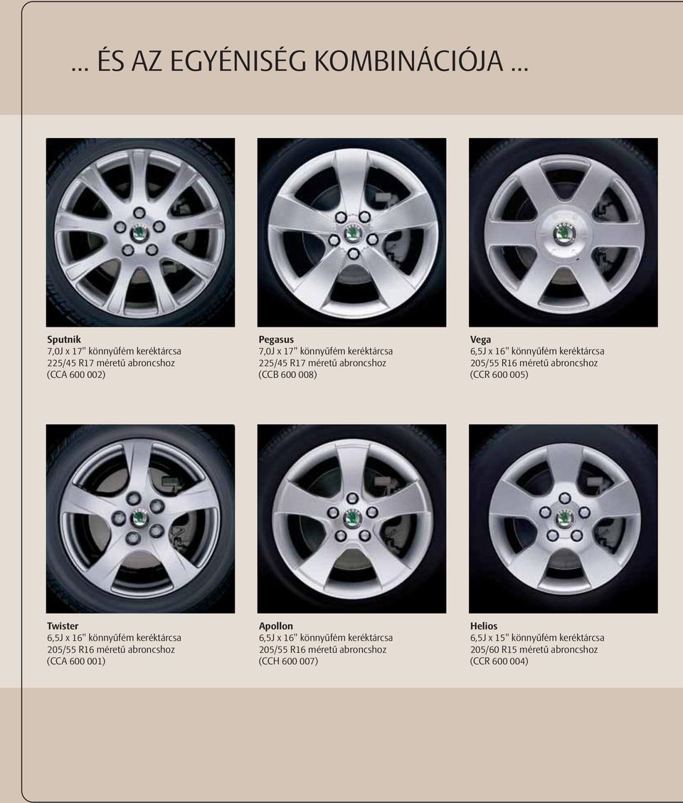 225/45 R17 méretű abroncshoz (CCB 600 008) Vega 6,5J x 16" könnyűfém keréktárcsa 205/55 R16 méretű abroncshoz (CCR 600 005) Twister
