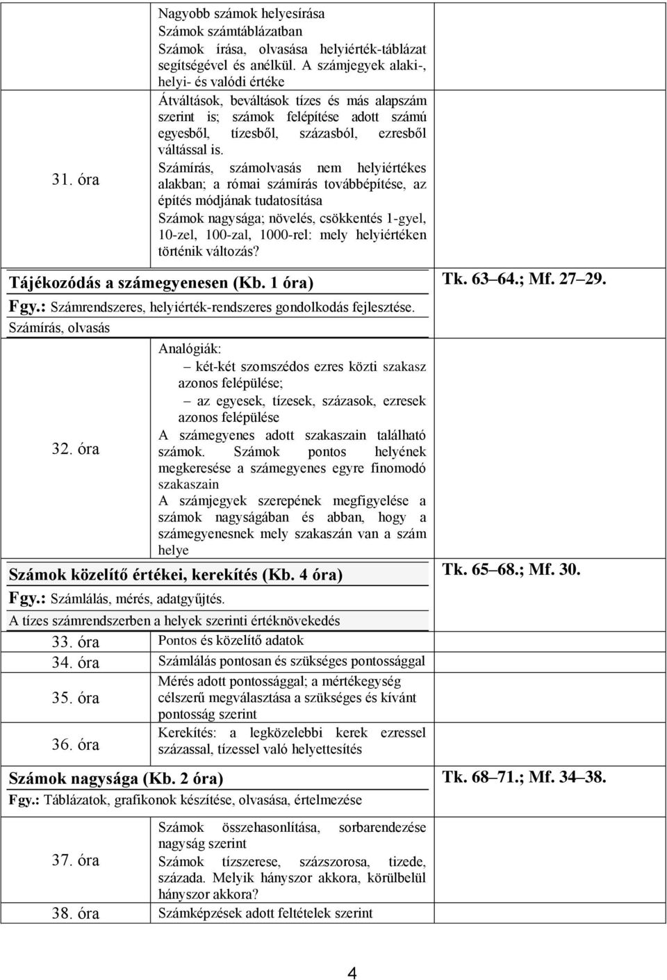 Matematika tanmenet/4. osztály - PDF Ingyenes letöltés