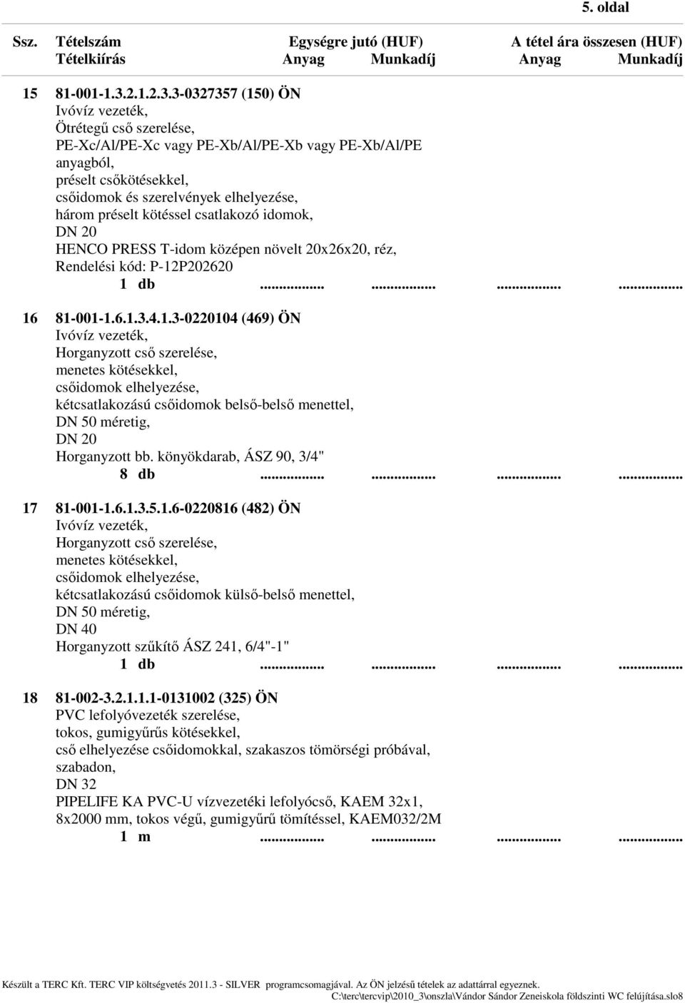 81-001-1.6.1.3.5.1.6-0220816 (482) ÖN Horganyzott cső szerelése, menetes kötésekkel, kétcsatlakozású csőidomok külső-belső menettel, DN 50 méretig, DN 40 Horganyzott szűkítő ÁSZ 241, 6/4"-1" 18 81-002-3.