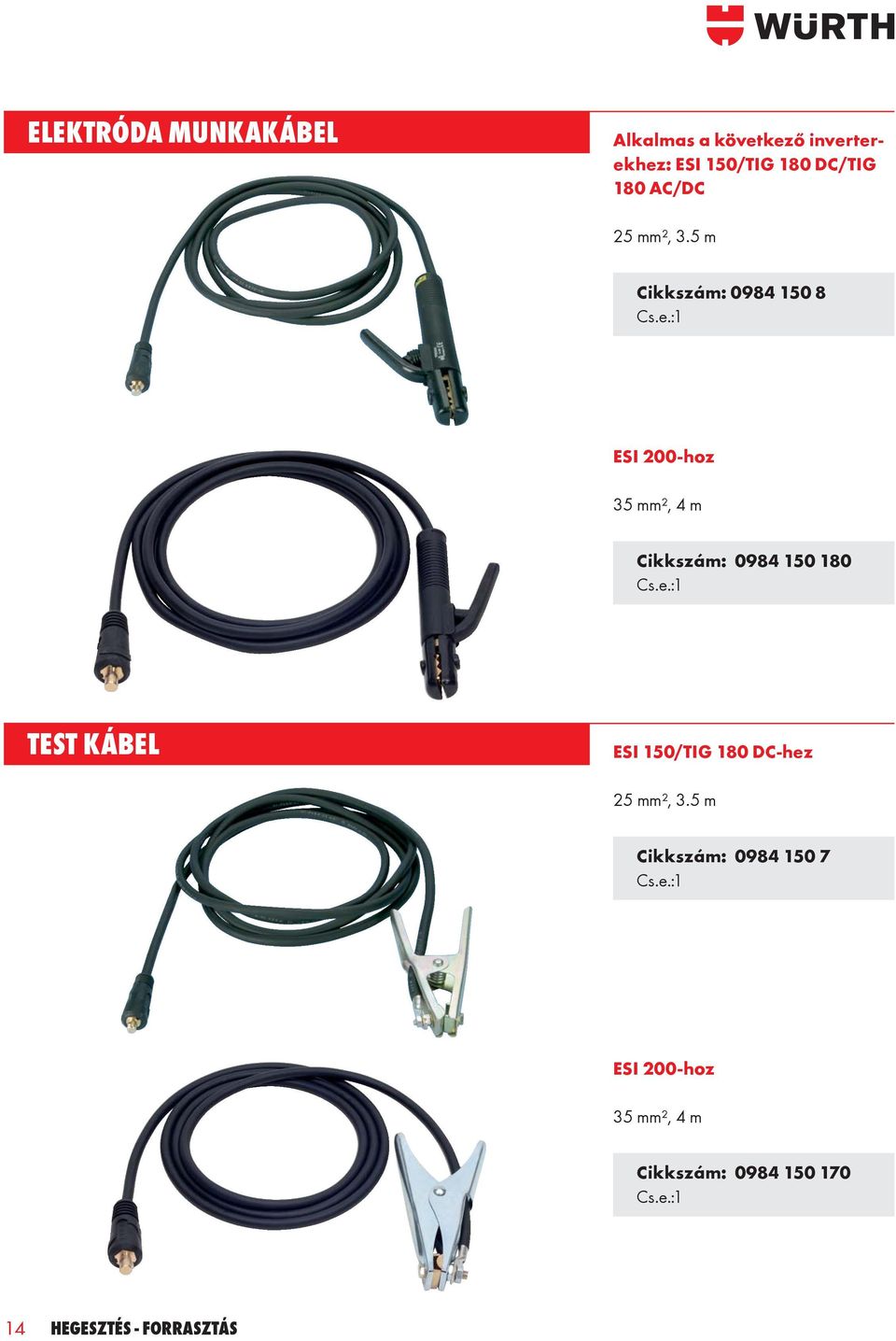 :1 ESI 200-hoz 35 mm², 4 m : 0984 150 180 Cs.e.