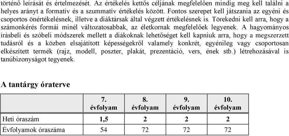 Törekedni kell arra, hogy a számonkérés formái minél változatosabbak, az életkornak megfelelőek legyenek.