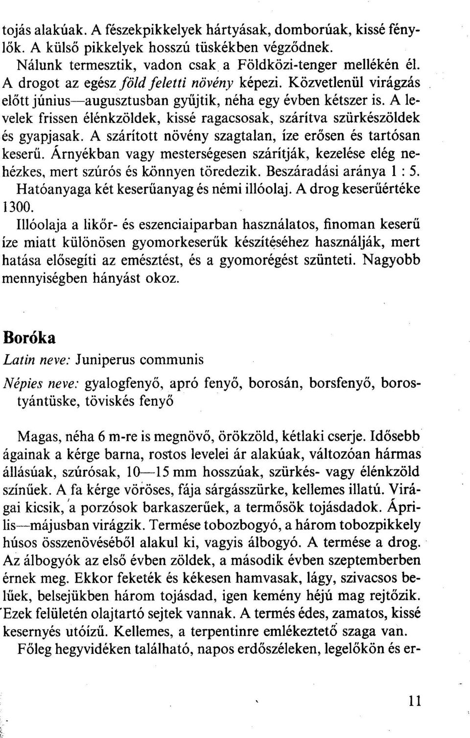 A levelek frissen élénkzöldek, kissé ragacsosak, szárítva szürkészöldek és gyapjasak. A szárított növény szagtalan, íze erősen és tartósan keserű.