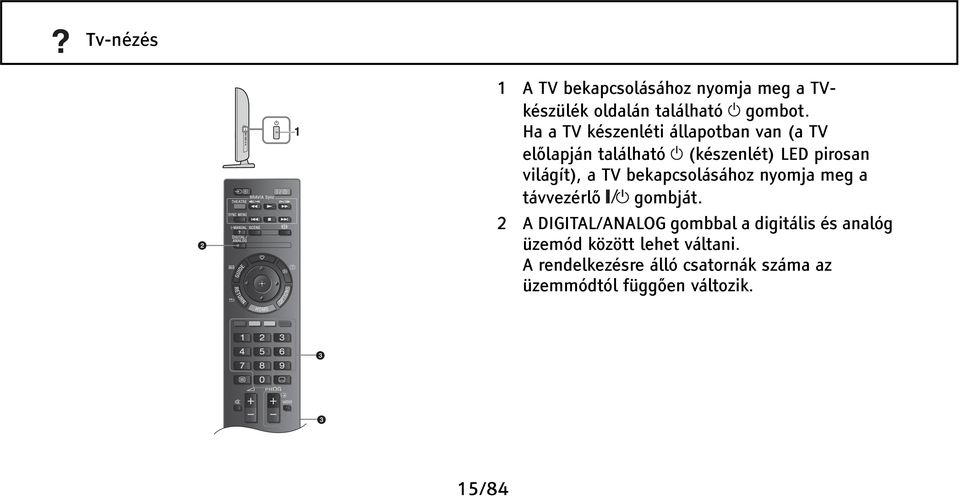 TV bekapcsolásához nyomja meg a távvezérlő gombját.
