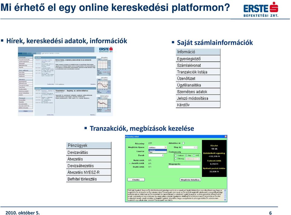 Hírek, kereskedési adatok, információk