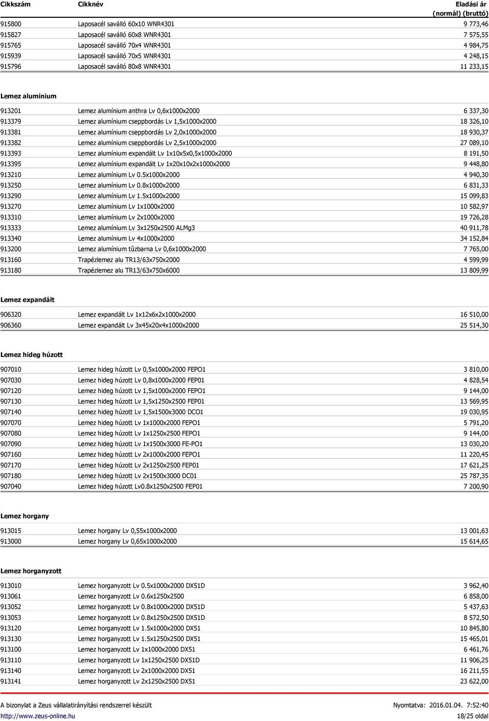 0,6x1000x2000 Lemez alumínium cseppbordás Lv 1,5x1000x2000 Lemez alumínium cseppbordás Lv 2,0x1000x2000 Lemez alumínium cseppbordás Lv 2,5x1000x2000 Lemez alumínium expandált Lv 1x10x5x0,5x1000x2000