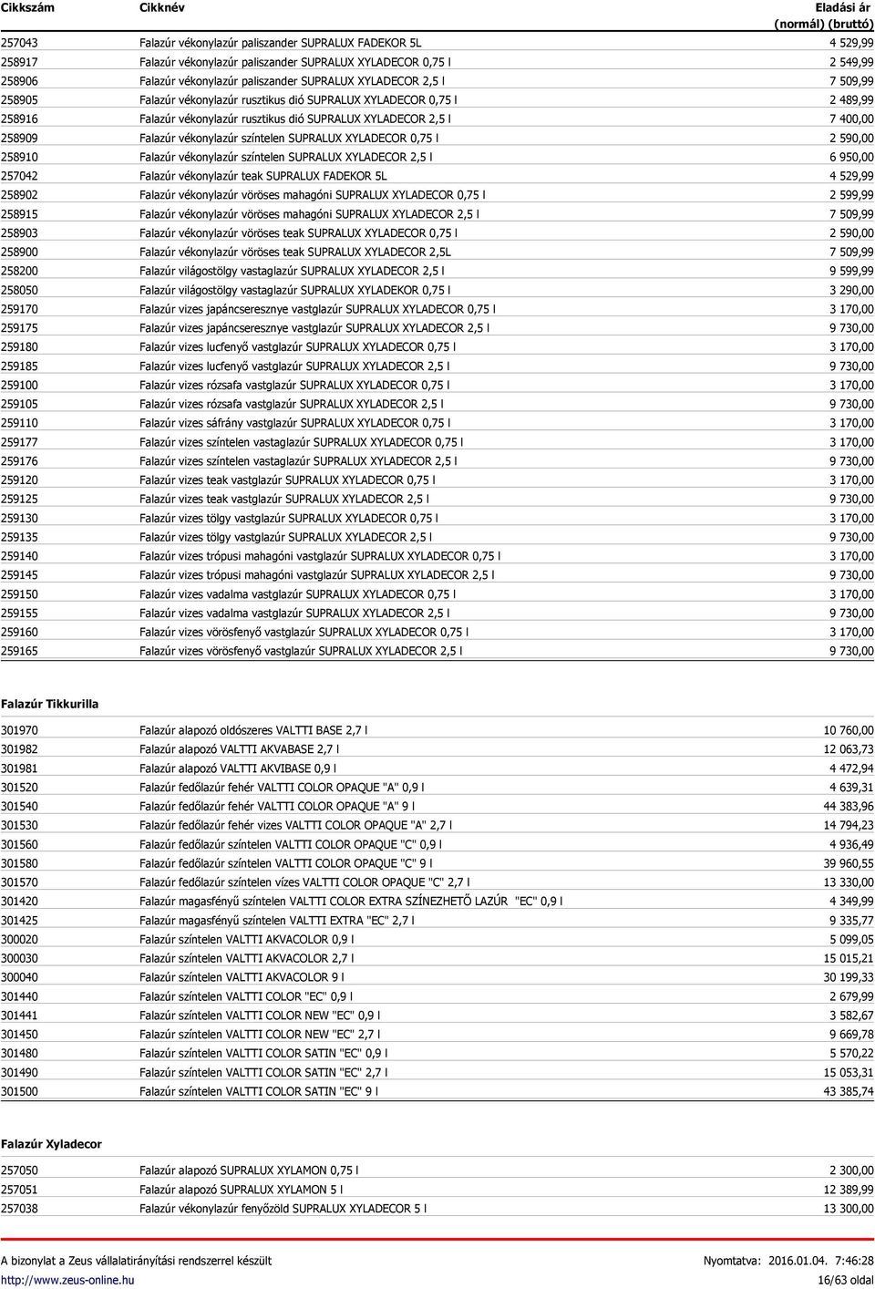 l Falazúr vékonylazúr rusztikus dió SUPRALUX XYLADECOR 0,75 l Falazúr vékonylazúr rusztikus dió SUPRALUX XYLADECOR 2,5 l Falazúr vékonylazúr színtelen SUPRALUX XYLADECOR 0,75 l Falazúr vékonylazúr