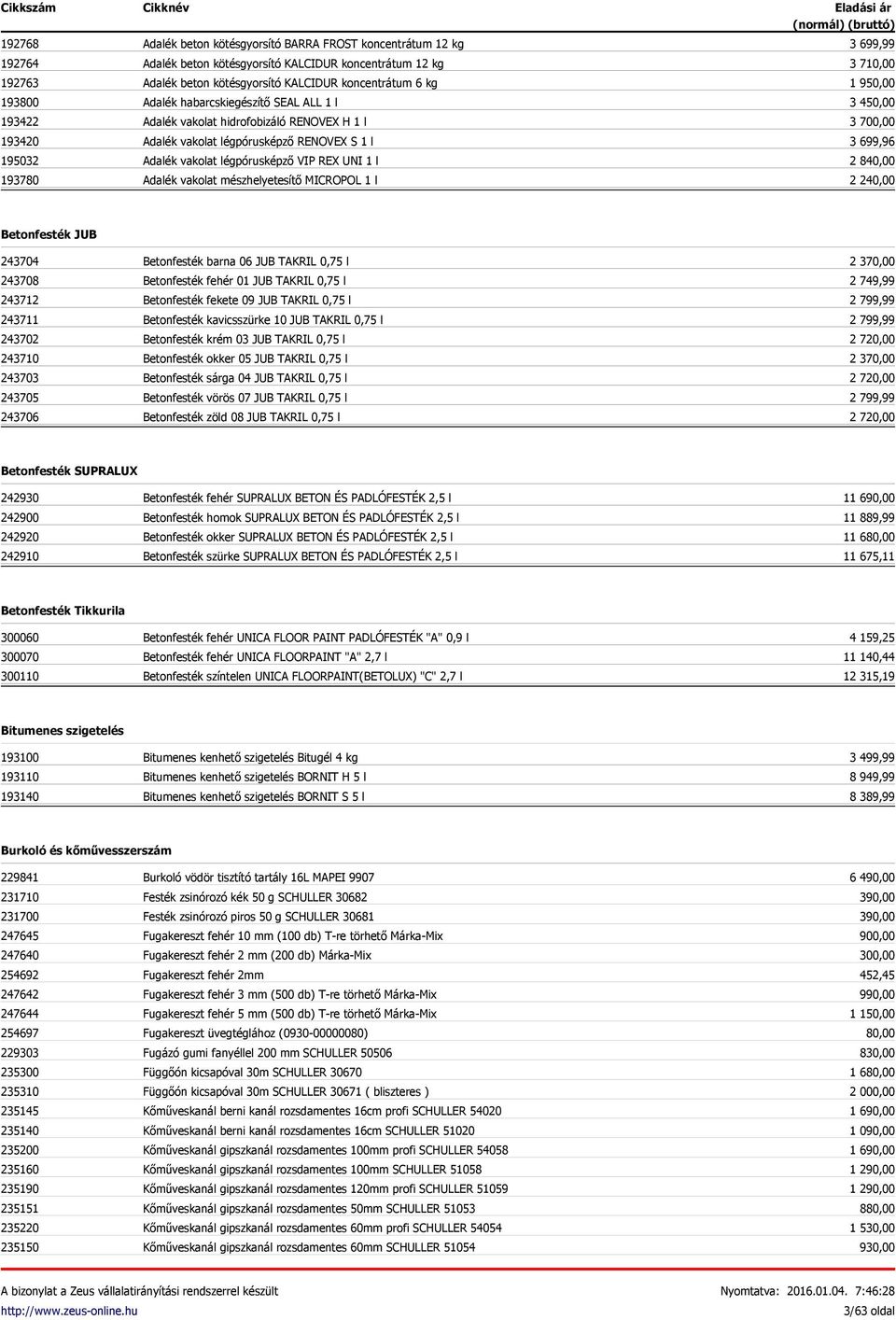 Adalék vakolat mészhelyetesítő MICROPOL 1 l 3 699,99 3 710,00 1 950,00 3 450,00 3 700,00 3 699,96 2 840,00 2 240,00 Betonfesték JUB 243704 243708 243712 243711 243702 243710 243703 243705 243706