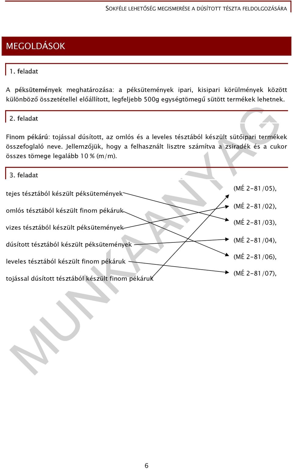 feladat Finom pékárú: tojással dúsított, az omlós és a leveles tésztából készült sütőipari termékek összefoglaló neve.