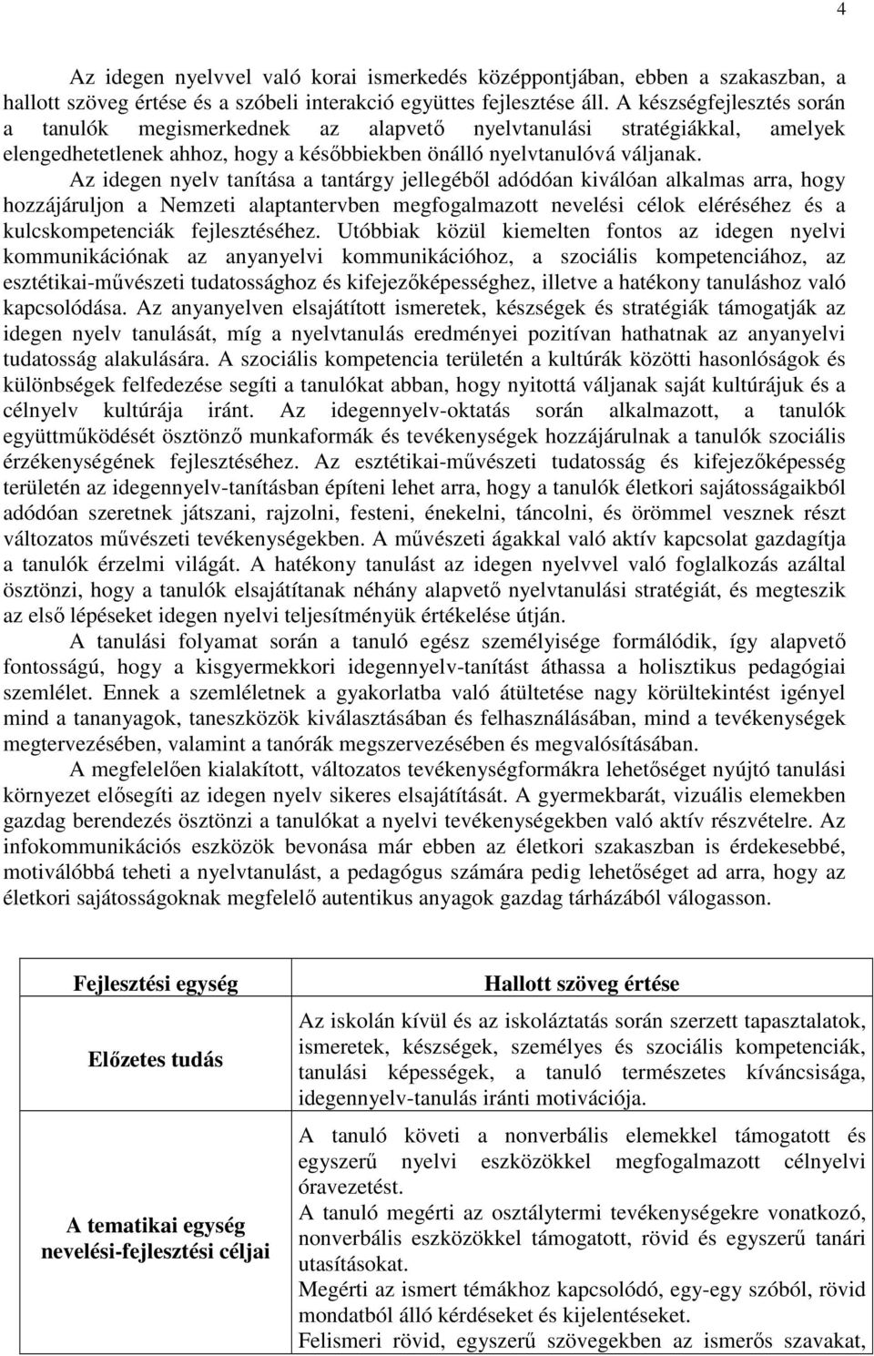 Az idegen nyelv tanítása a tantárgy jellegéből adódóan kiválóan alkalmas arra, hogy hozzájáruljon a Nemzeti alaptantervben megfogalmazott nevelési célok eléréséhez és a kulcskompetenciák