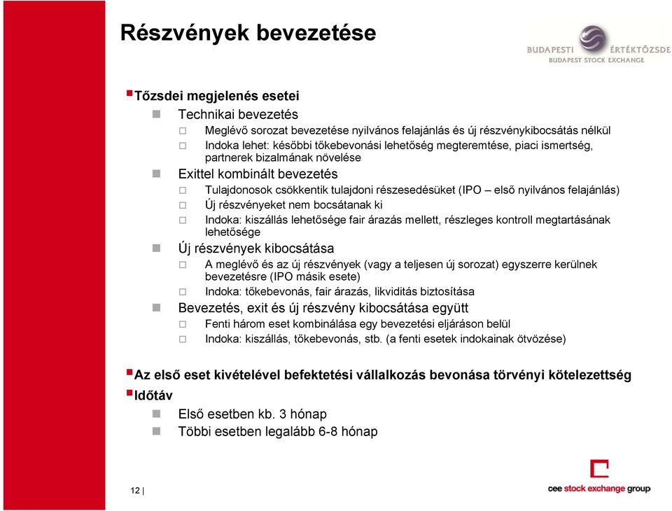 bocsátanak ki Indoka: kiszállás lehetősége fair árazás mellett, részleges kontroll megtartásának lehetősége Új részvények kibocsátása A meglévő és az új részvények (vagy a teljesen új sorozat)