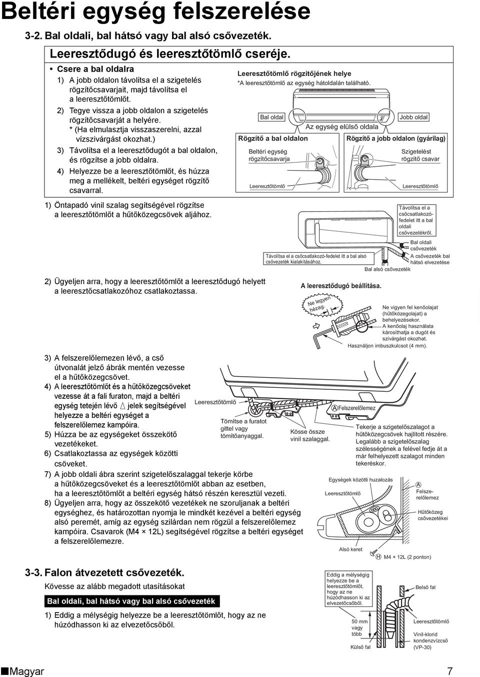 * (Ha elmulasztja visszaszerelni, azzal vízszivárgást okozhat.) 3) Távolítsa el a leeresztődugót a bal oldalon, és rögzítse a jobb oldalra.