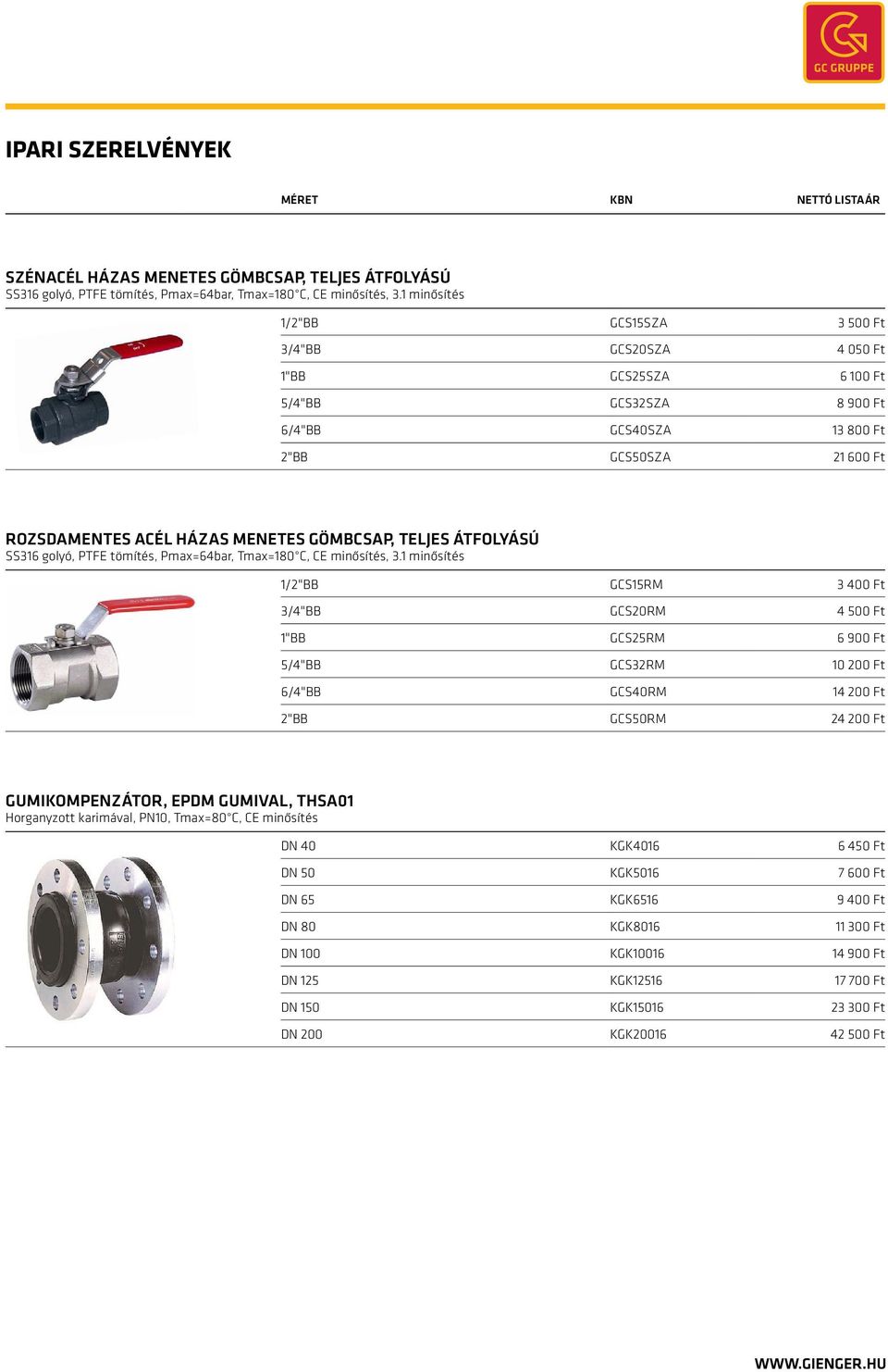 gömbcsap, teljes átfolyású SS316 golyó, PTFE tömítés, Pmax=64bar, Tmax=180 C, CE minősítés, 3.