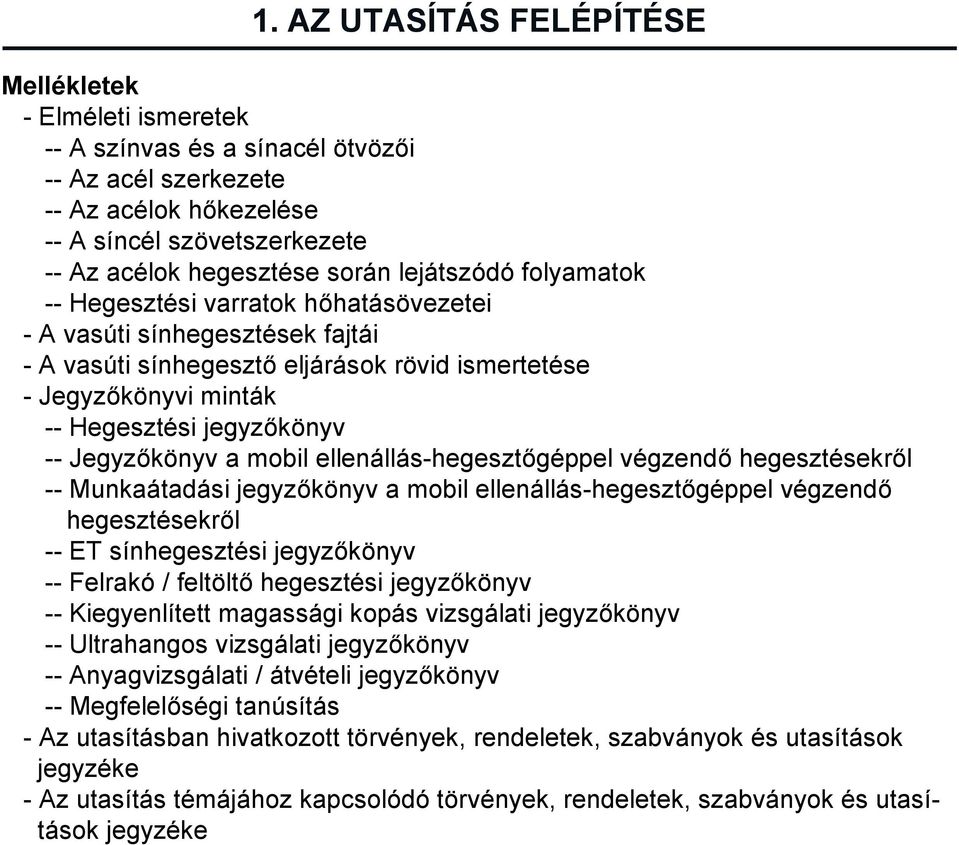 Jegyzőkönyv a mobil ellenállás-hegesztőgéppel végzendő hegesztésekről -- Munkaátadási jegyzőkönyv a mobil ellenállás-hegesztőgéppel végzendő hegesztésekről -- ET sínhegesztési jegyzőkönyv -- Felrakó