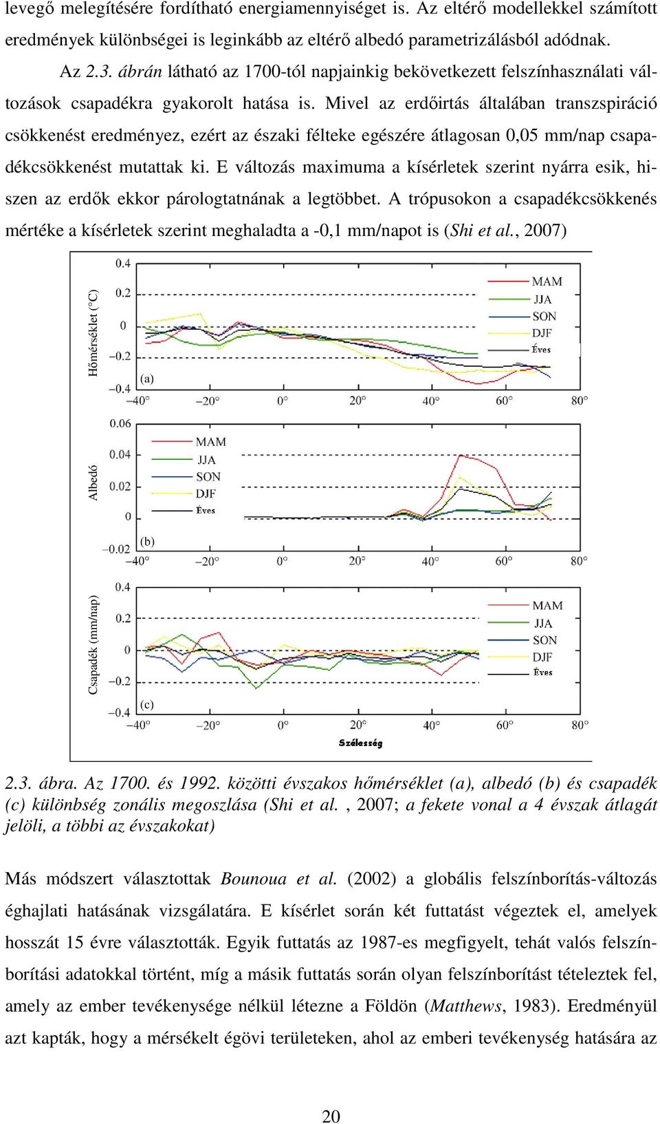 Mivel az erdőirtás általában transzspiráció csökkenést eredményez, ezért az északi félteke egészére átlagosan 0,05 mm/nap csapadékcsökkenést mutattak ki.