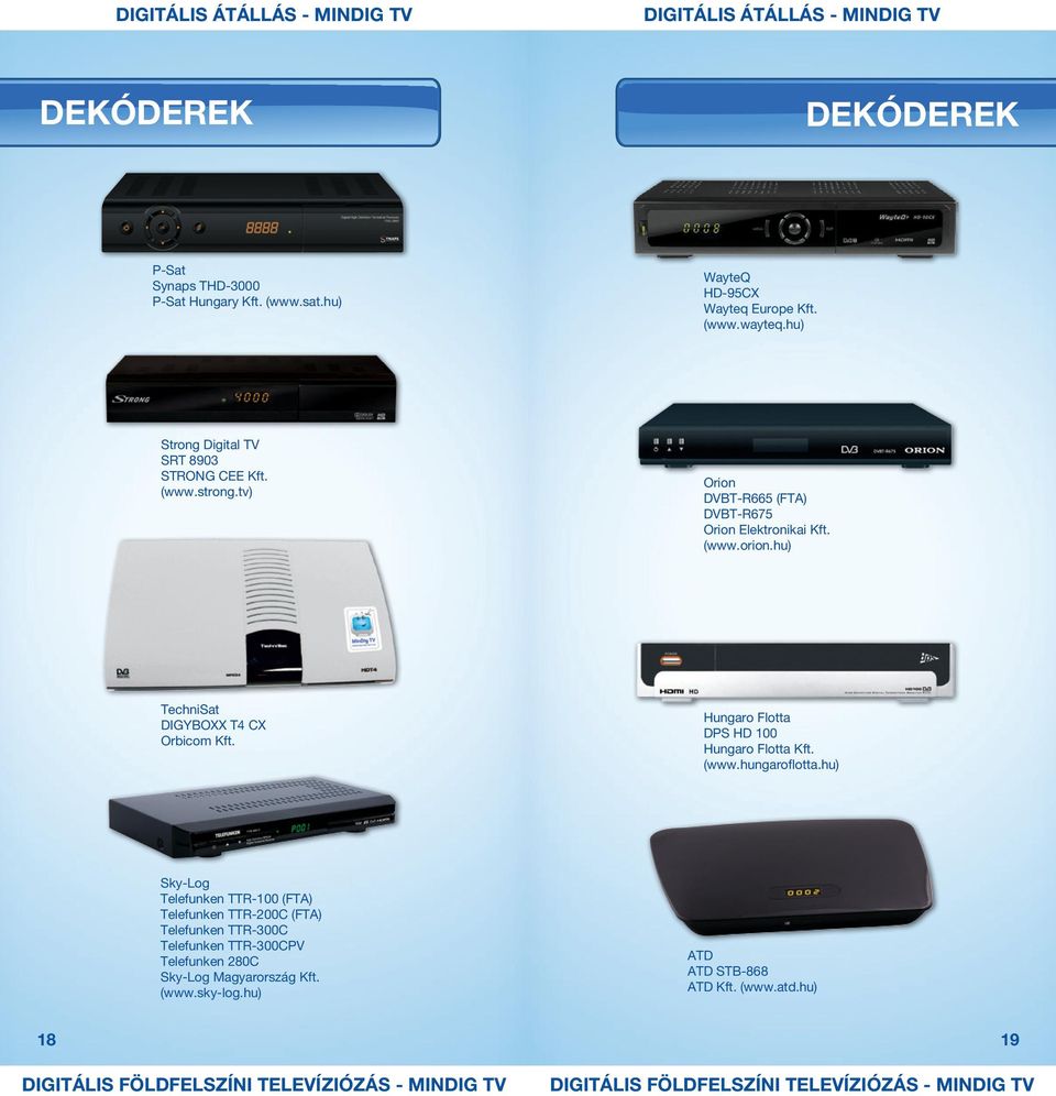 hu) TechniSat DIGYBOXX T4 CX Orbicom Kft. Hungaro Flotta DPS HD 100 Hungaro Flotta Kft. (www.hungaroflotta.