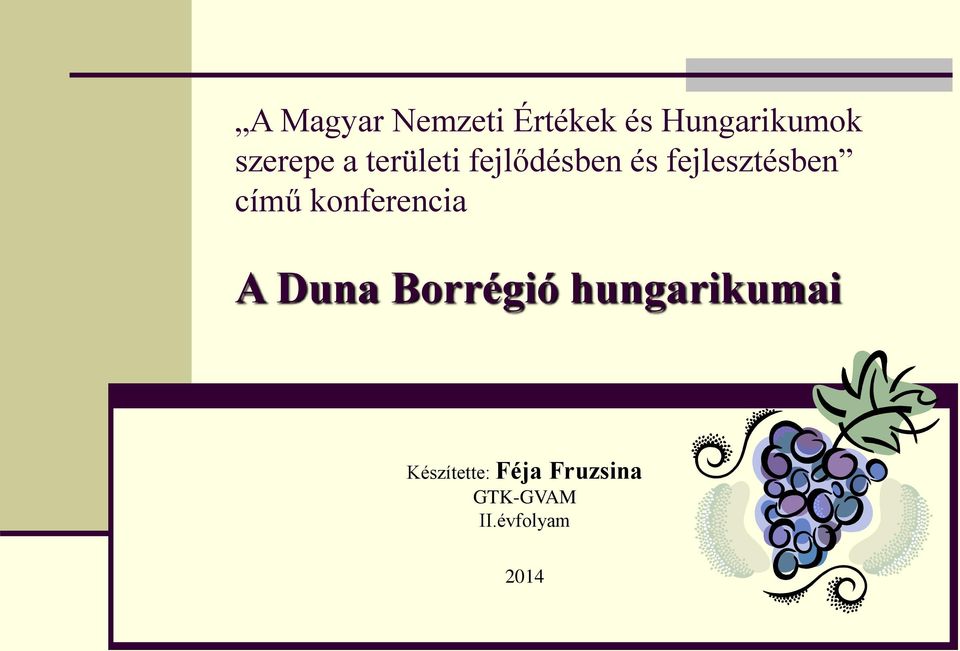 fejlesztésben című konferencia A Duna Borrégió