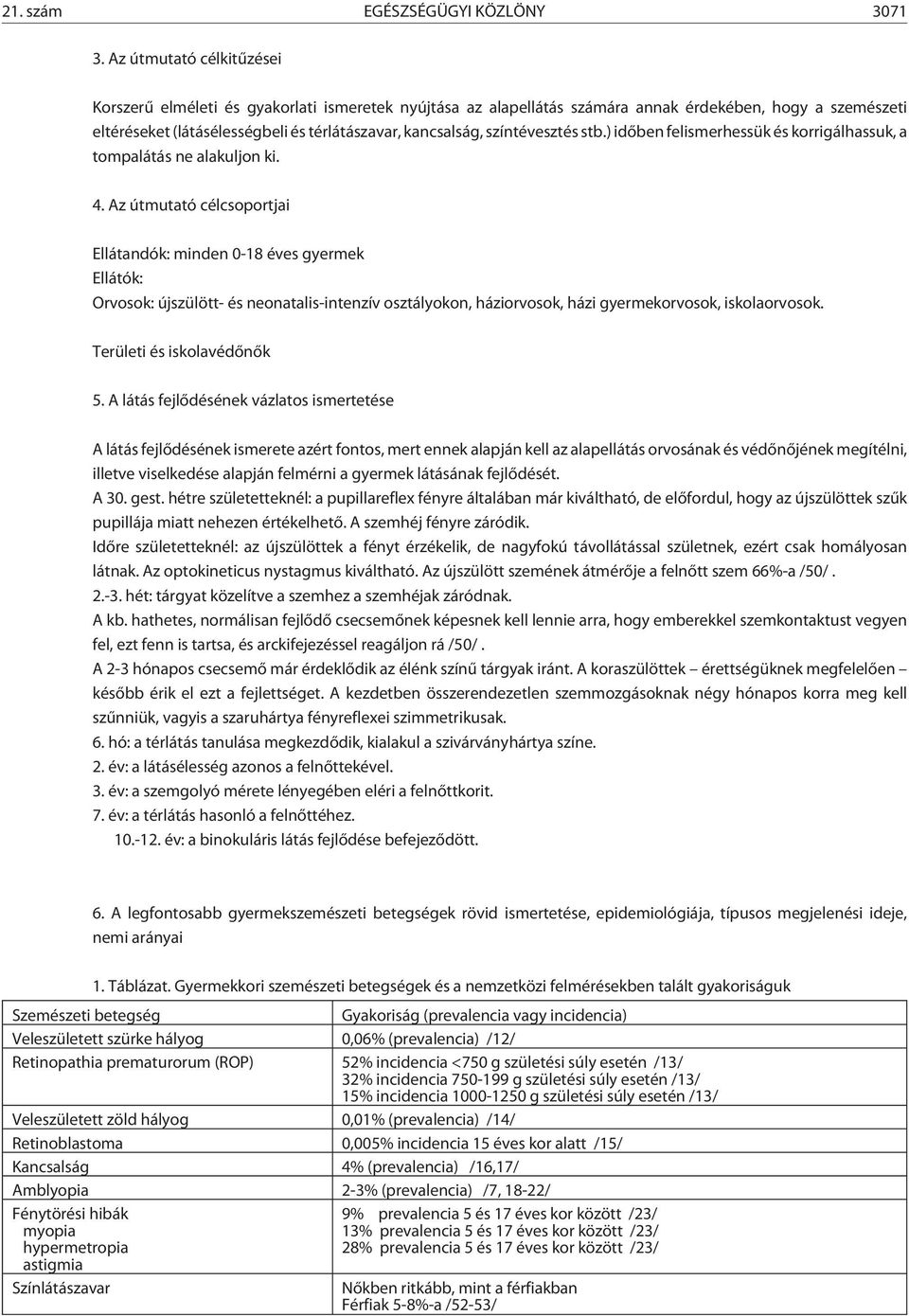 színtévesztés stb.) idõben felismerhessük és korrigálhassuk, a tompalátás ne alakuljon ki. 4.