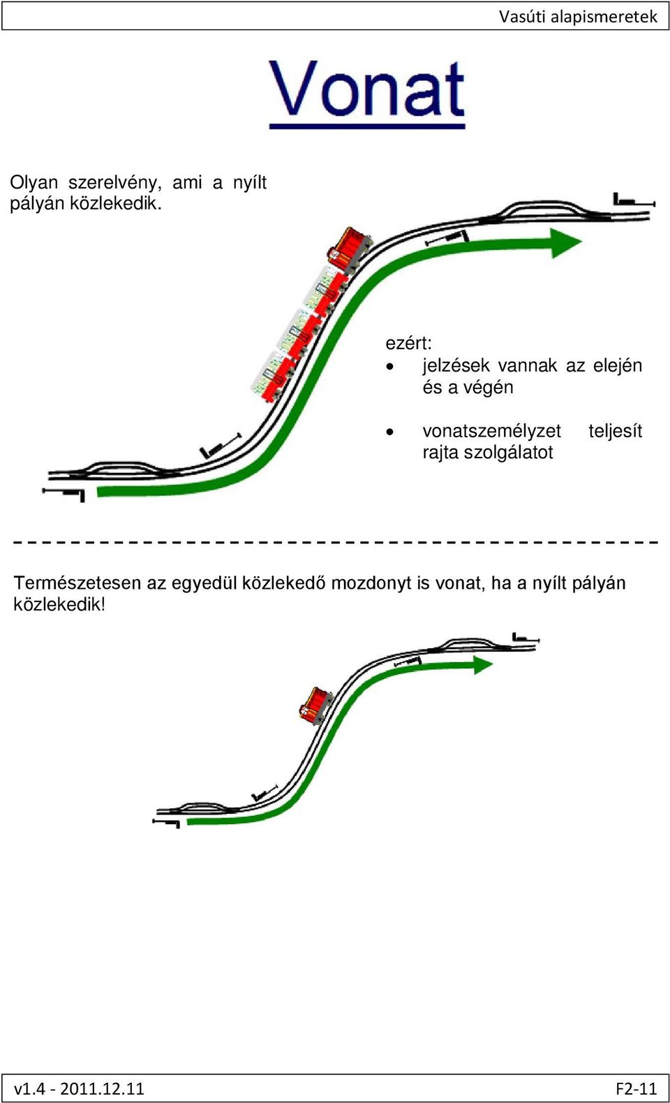 ezért: jelzések vannak az elején és a végén vonatszemélyzet