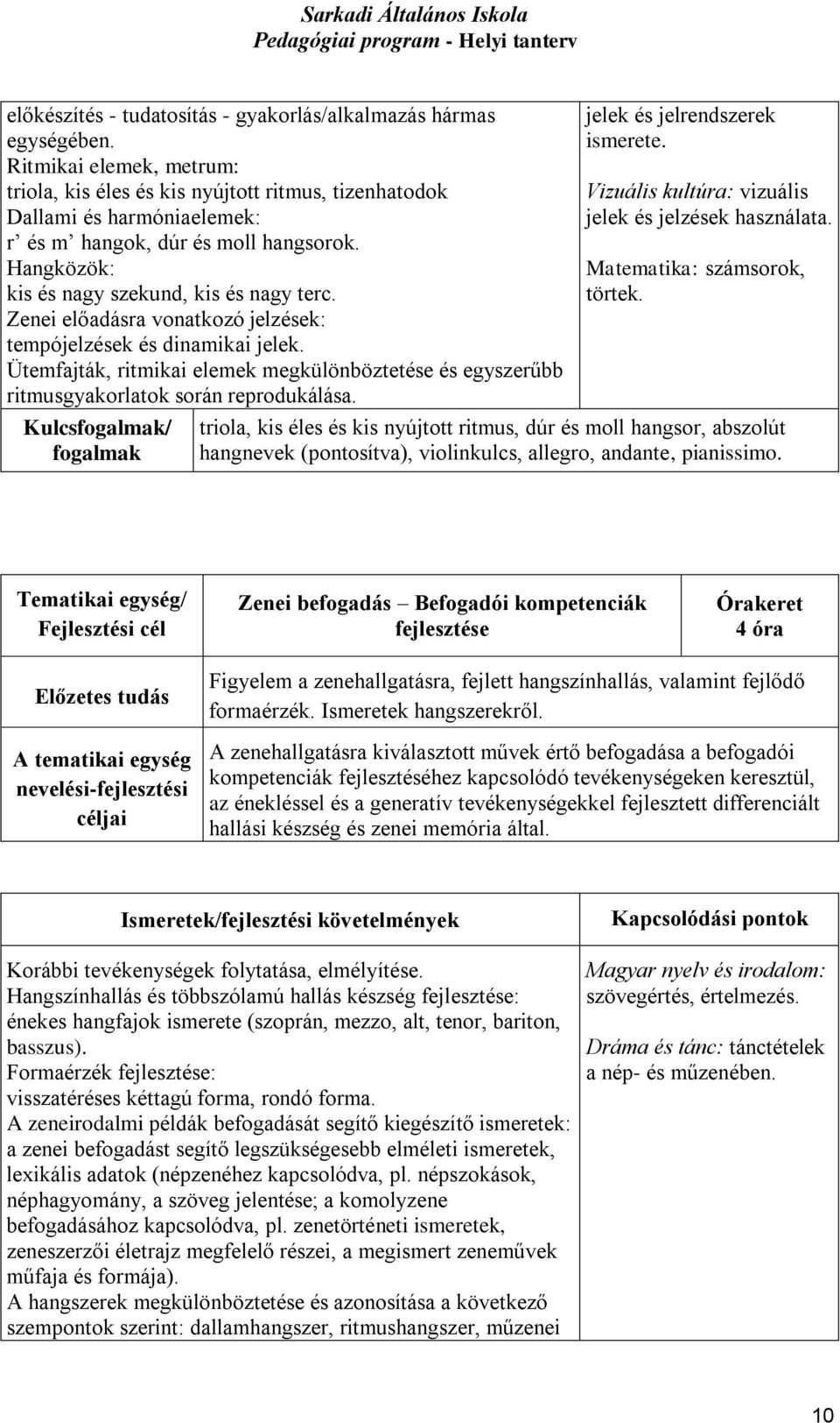 Zenei előadásra vonatkozó jelzések: tempójelzések és dinamikai jelek. Ütemfajták, ritmikai elemek megkülönböztetése és egyszerűbb ritmusgyakorlatok során reprodukálása.