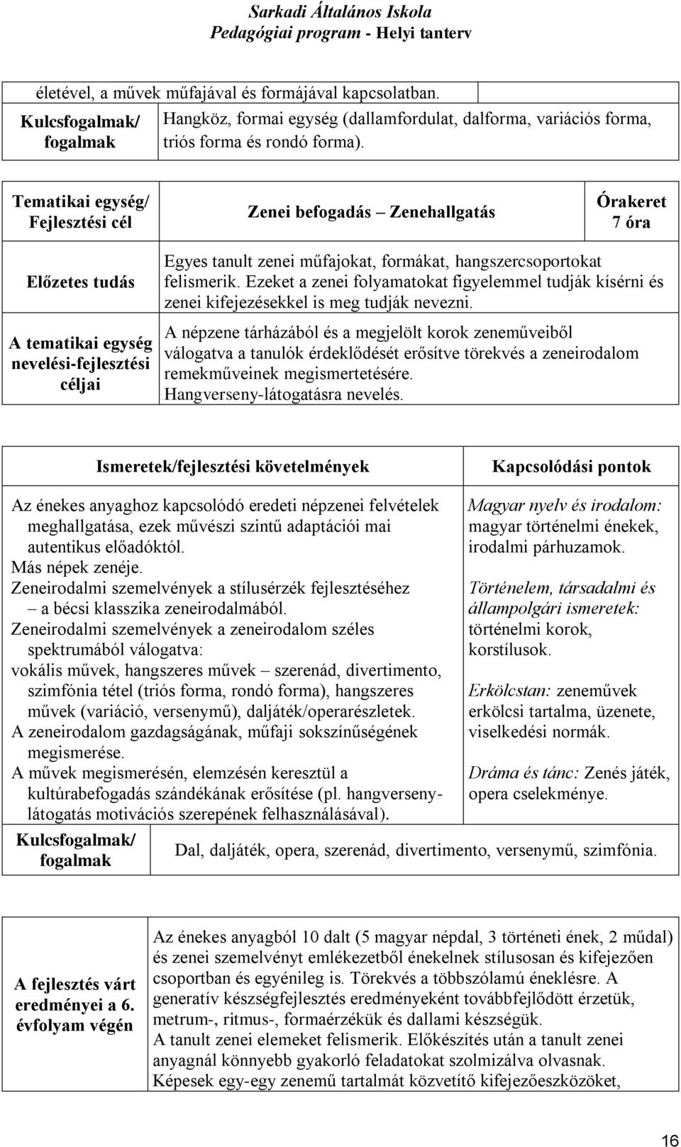 Ezeket a zenei folyamatokat figyelemmel tudják kísérni és zenei kifejezésekkel is meg tudják nevezni.