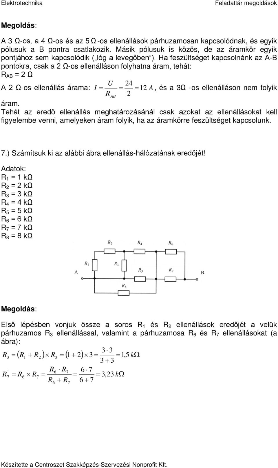 Elektrotechnika feladatgyűjtemény és megoldások