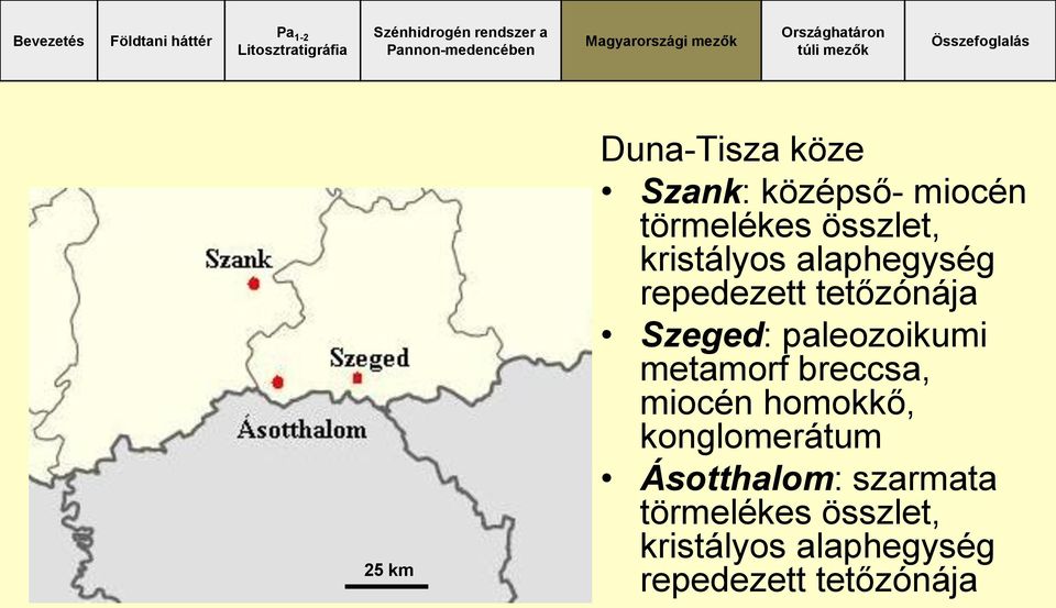 metamorf breccsa, miocén homokkő, konglomerátum Ásotthalom: